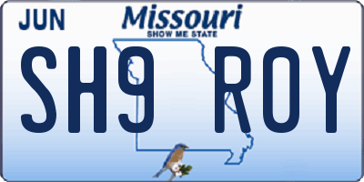 MO license plate SH9R0Y