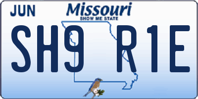 MO license plate SH9R1E
