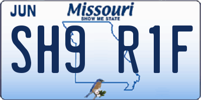 MO license plate SH9R1F