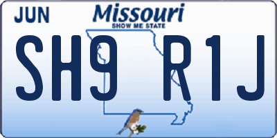 MO license plate SH9R1J