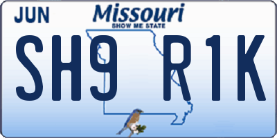 MO license plate SH9R1K