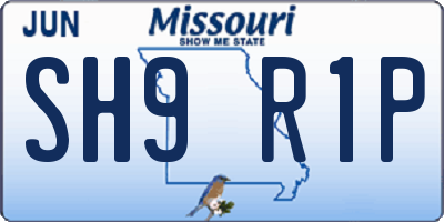 MO license plate SH9R1P