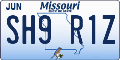 MO license plate SH9R1Z