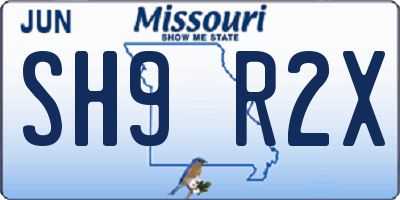 MO license plate SH9R2X