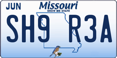 MO license plate SH9R3A