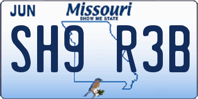 MO license plate SH9R3B