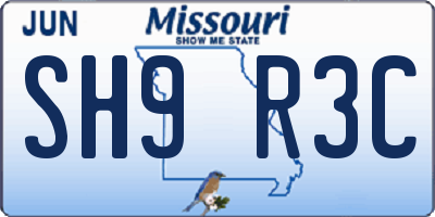 MO license plate SH9R3C