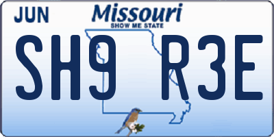 MO license plate SH9R3E