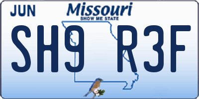 MO license plate SH9R3F