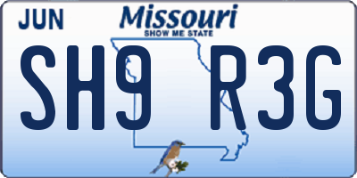 MO license plate SH9R3G