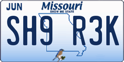 MO license plate SH9R3K