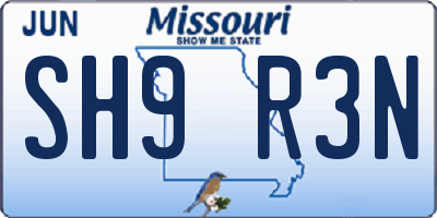 MO license plate SH9R3N