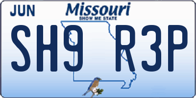 MO license plate SH9R3P