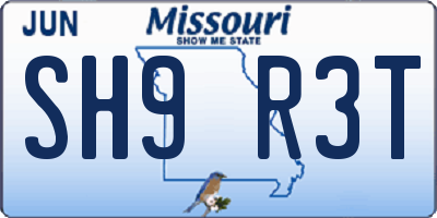 MO license plate SH9R3T