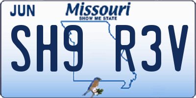 MO license plate SH9R3V