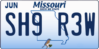 MO license plate SH9R3W