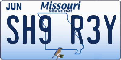 MO license plate SH9R3Y