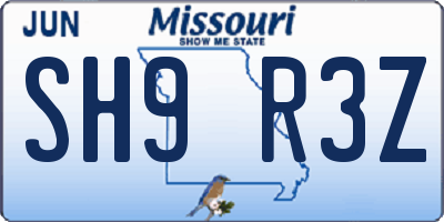 MO license plate SH9R3Z