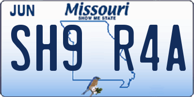 MO license plate SH9R4A