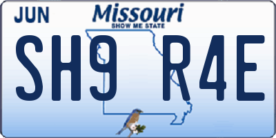 MO license plate SH9R4E