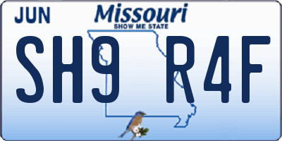 MO license plate SH9R4F