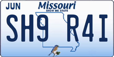 MO license plate SH9R4I