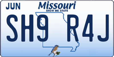 MO license plate SH9R4J
