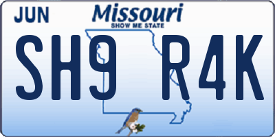 MO license plate SH9R4K