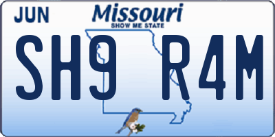 MO license plate SH9R4M