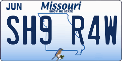 MO license plate SH9R4W