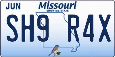 MO license plate SH9R4X