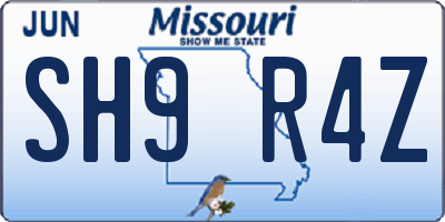 MO license plate SH9R4Z