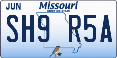 MO license plate SH9R5A
