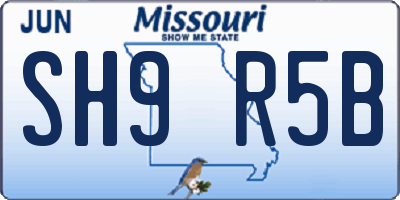 MO license plate SH9R5B