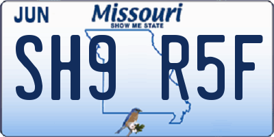 MO license plate SH9R5F