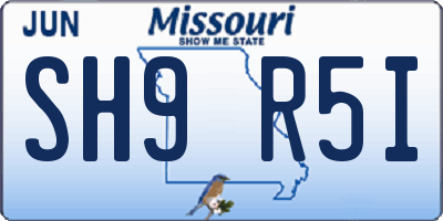 MO license plate SH9R5I