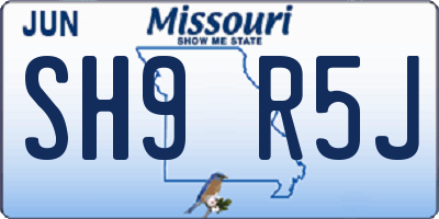 MO license plate SH9R5J