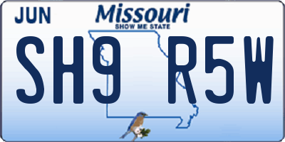 MO license plate SH9R5W