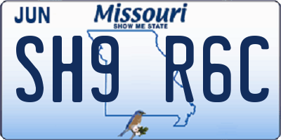 MO license plate SH9R6C