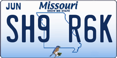 MO license plate SH9R6K