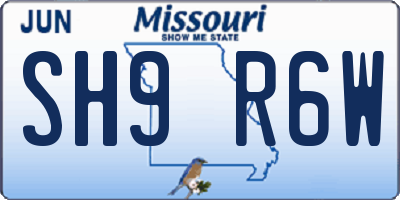 MO license plate SH9R6W