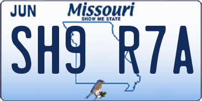 MO license plate SH9R7A