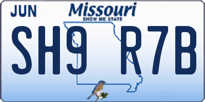 MO license plate SH9R7B