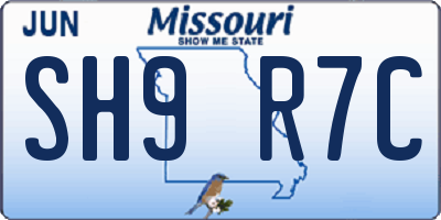 MO license plate SH9R7C