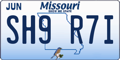 MO license plate SH9R7I