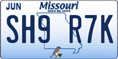 MO license plate SH9R7K