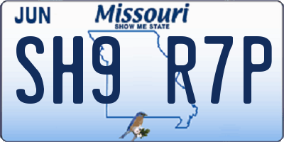 MO license plate SH9R7P