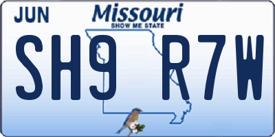 MO license plate SH9R7W