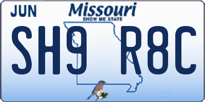 MO license plate SH9R8C