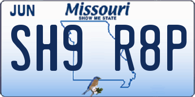 MO license plate SH9R8P